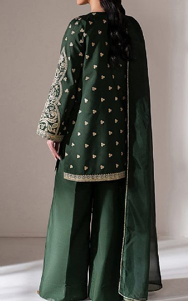 Baroque Green Raw Silk Suit | Pakistani Embroidered Chiffon Dresses USA- Image 2