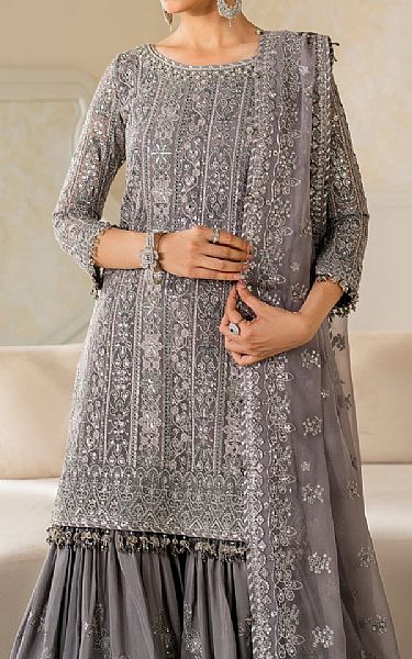 Baroque Grey Chiffon Suit | Pakistani Embroidered Chiffon Dresses USA- Image 3