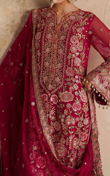 Baroque Crimson Chiffon Suit | Pakistani Embroidered Chiffon Dresses USA- Image 3