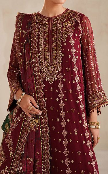 Baroque Maroon Chiffon Suit | Pakistani Embroidered Chiffon Dresses USA- Image 3