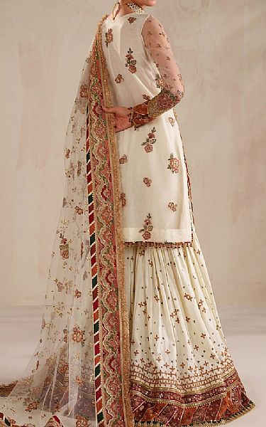 Baroque White Net Suit | Pakistani Embroidered Chiffon Dresses USA- Image 2