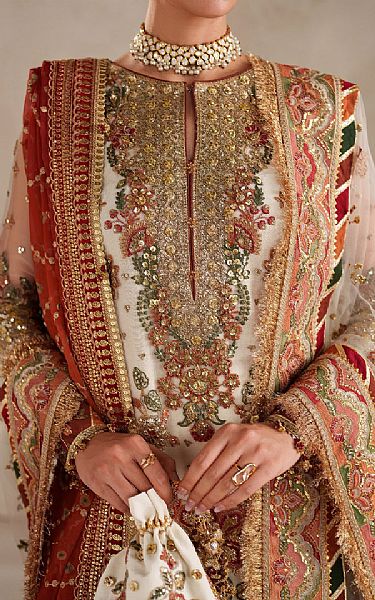 Baroque White Net Suit | Pakistani Embroidered Chiffon Dresses USA- Image 3