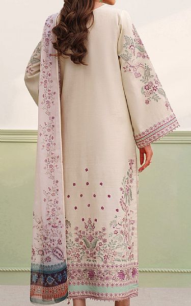 Baroque Off White Raw Silk Suit | Pakistani Embroidered Chiffon Dresses USA- Image 2