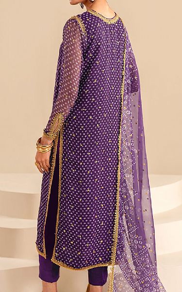 Baroque Purple Chiffon Suit | Pakistani Embroidered Chiffon Dresses USA- Image 2