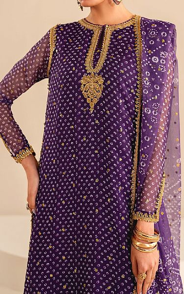 Baroque Purple Chiffon Suit | Pakistani Embroidered Chiffon Dresses USA- Image 3