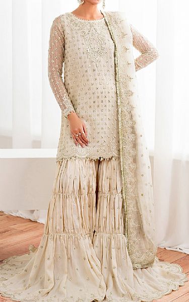Baroque Off White Chiffon Suit | Pakistani Embroidered Chiffon Dresses USA- Image 1