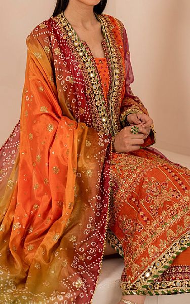 Baroque Bright Orange Chiffon Suit | Pakistani Embroidered Chiffon Dresses USA- Image 3