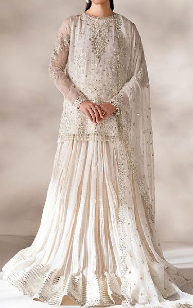 Baroque White Chiffon Suit | Pakistani Embroidered Chiffon Dresses USA- Image 1