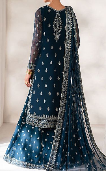 Baroque Teal Blue Chiffon Suit | Pakistani Embroidered Chiffon Dresses USA- Image 2