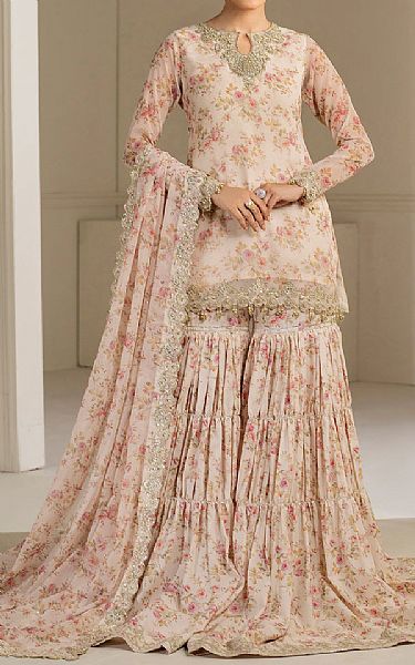 Baroque Peach Chiffon Suit | Pakistani Embroidered Chiffon Dresses USA- Image 1