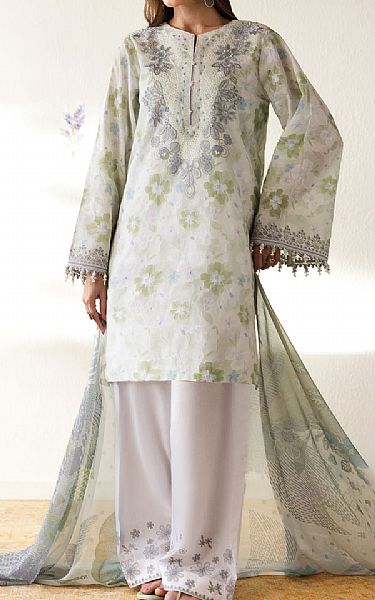 Baroque White/Green Lawn Suit | Pakistani Lawn Dress in USA- Image 1
