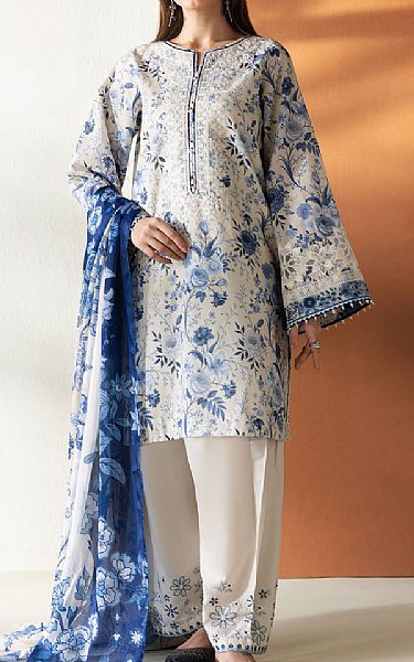 Baroque White/Blue Lawn Suit | Pakistani Lawn Dress in USA- Image 1