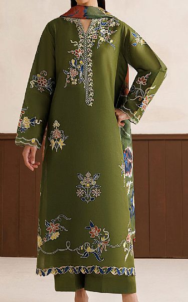 Baroque Green Lawn Suit | Pakistani Lawn Dress in USA- Image 1