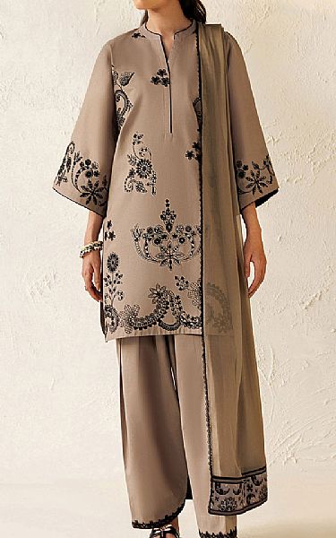 Baroque Beige Lawn Suit | Pakistani Lawn Dress in USA- Image 1