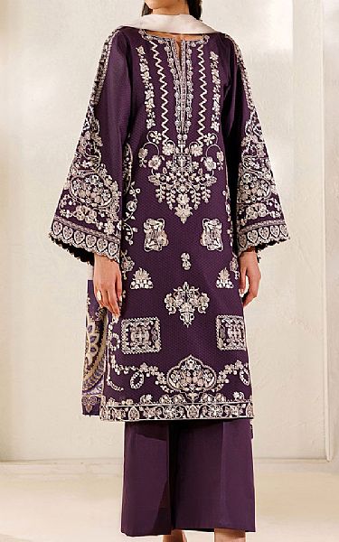 Baroque Plum Lawn Suit | Pakistani Lawn Dress in USA- Image 1