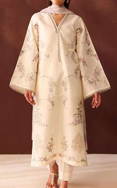 Baroque Off-white Lawn Suit | Pakistani Lawn Dress in USA- Image 1