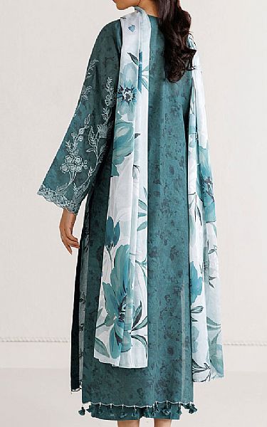 Baroque Teal Lawn Suit | Pakistani Lawn Dress in USA- Image 2