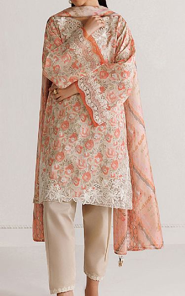 Baroque Peach Lawn Suit | Pakistani Lawn Dress in USA- Image 1