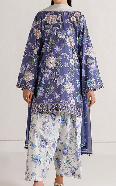 Baroque White/Blue Lawn Suit | Pakistani Lawn Dress in USA- Image 1