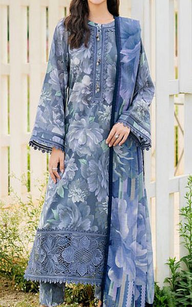 Baroque Blue Lawn Suit | Pakistani Lawn Dress in USA- Image 1
