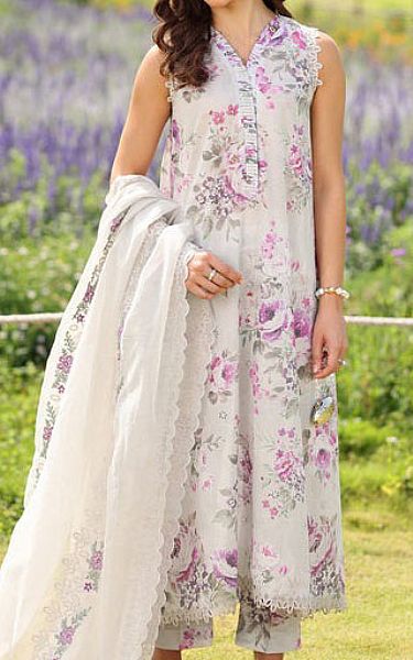 Baroque Off-white Lawn Suit | Pakistani Lawn Dress in USA- Image 1