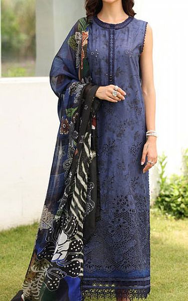 Baroque Navy Blue Lawn Suit | Pakistani Lawn Dress in USA- Image 1