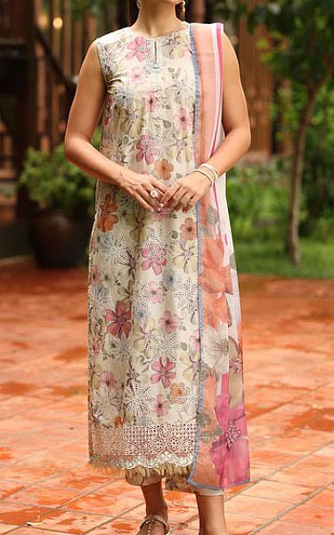 Baroque Off-white Lawn Suit | Pakistani Lawn Dress in USA- Image 1