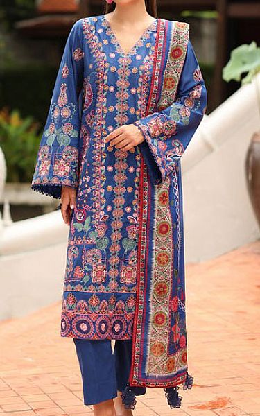 Baroque Blue Lawn Suit | Pakistani Lawn Dress in USA- Image 1