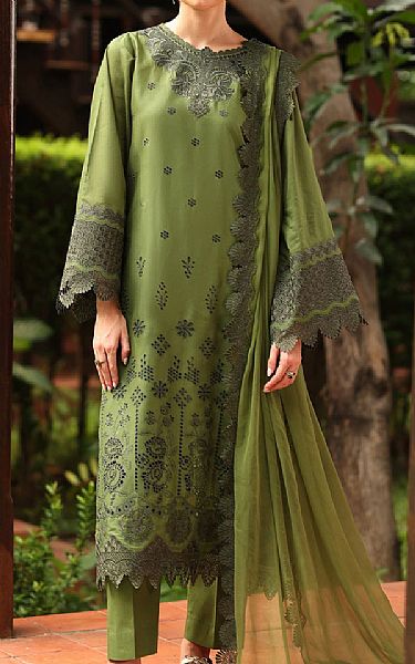 Baroque Green Lawn Suit | Pakistani Lawn Dress in USA- Image 1