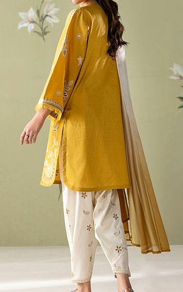 Baroque Mustard Jacquard Suit | Pakistani Lawn Dress in USA- Image 2