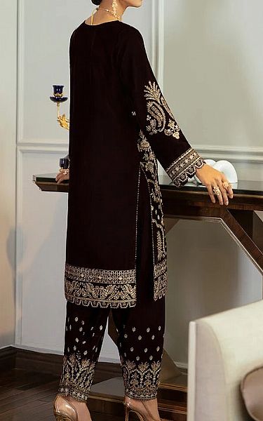 Baroque Chocolate Velvet Suit | Pakistani Winter Dresses- Image 2