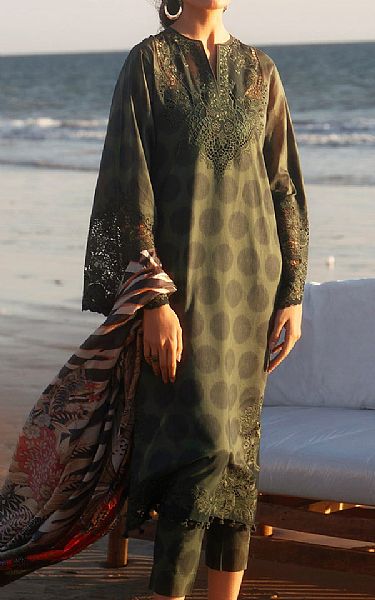 Baroque Green Lawn Suit | Pakistani Lawn Dress in USA- Image 1