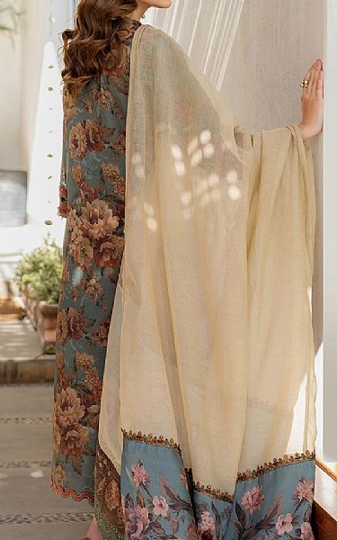 Baroque Greyish Turquoise Lawn Suit | Pakistani Lawn Dress in USA- Image 2