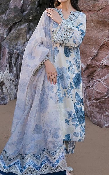 Baroque Off White/Blue Lawn Suit | Pakistani Lawn Dress in USA- Image 1