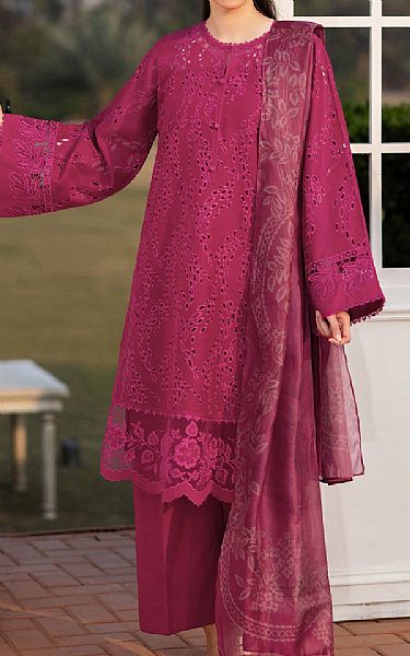 Baroque Deep Carmine Lawn Suit | Pakistani Lawn Dress in USA- Image 1