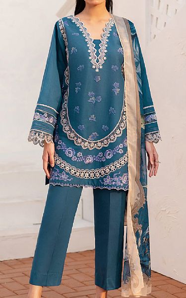 Baroque Denim Blue Lawn Suit | Pakistani Lawn Dress in USA- Image 1