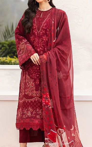 Baroque Maroon Lawn Suit | Pakistani Lawn Dress in USA- Image 1