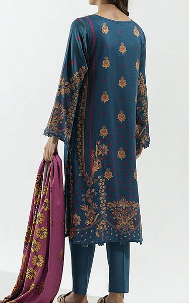 Beechtree Denim Blue Linen Suit | Pakistani Winter Dresses- Image 2