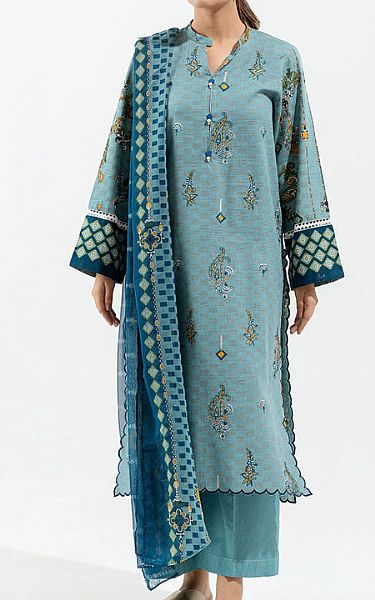 Beechtree Light Turquoise Khaddar Suit (2 Pcs) | Pakistani Winter Dresses- Image 1