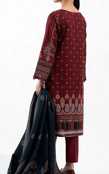 Beechtree Maroon Khaddar Suit | Pakistani Winter Dresses- Image 2