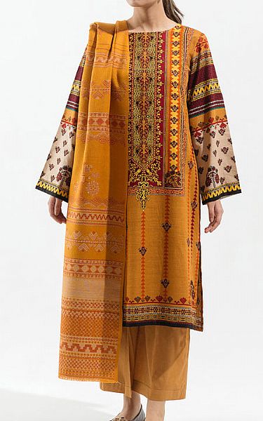 Beechtree Orange Khaddar Suit | Pakistani Winter Dresses- Image 1