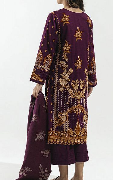 Beechtree Egg Plant Khaddar Suit | Pakistani Winter Dresses- Image 2