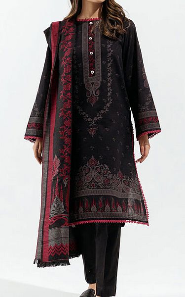 Beechtree Black Khaddar Suit | Pakistani Winter Dresses- Image 1