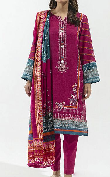 Beechtree Magenta Karandi Suit | Pakistani Winter Dresses- Image 1