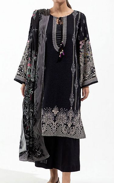 Beechtree Black Karandi Suit | Pakistani Winter Dresses- Image 1
