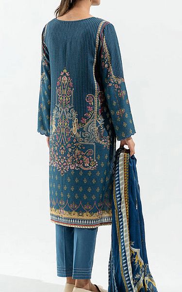 Beechtree Denim Blue Karandi Suit | Pakistani Winter Dresses- Image 2