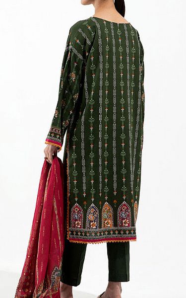 Beechtree Dark Green Khaddar Suit | Pakistani Winter Dresses- Image 2