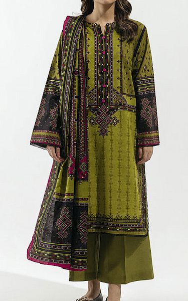 Beechtree Apple Green Khaddar Suit | Pakistani Winter Dresses- Image 1