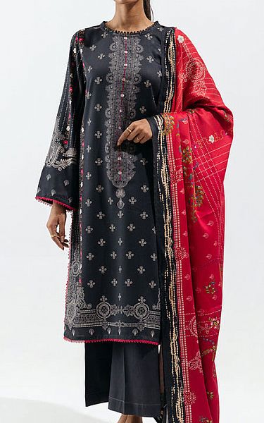Beechtree Black Linen Suit | Pakistani Winter Dresses- Image 1