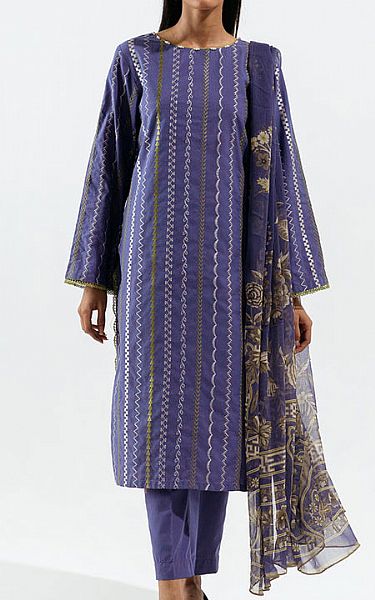 Beechtree Iris Purple Cambric Suit | Pakistani Winter Dresses- Image 1
